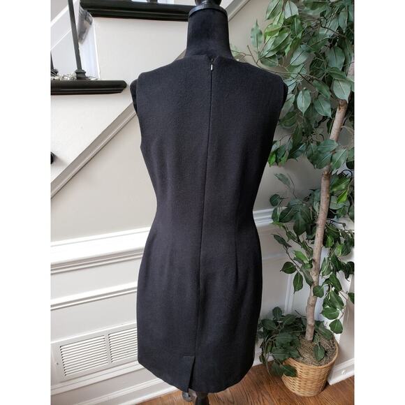 Women's Shift Dress XL Black Wool Stretch Casual Sleeveless Round Neck Back Zip - Picture 5 of 10